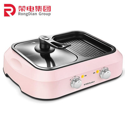 Bếp nướng điện Skillet 7 inch màu hồng tùy chỉnh trong nhà có nắp thủy tinh