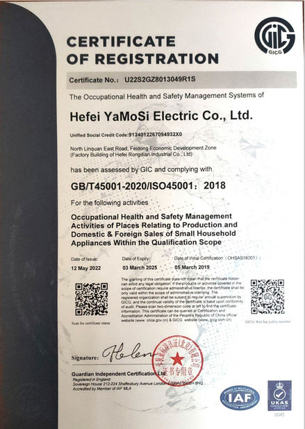 Trung Quốc Hefei Amos Electric Co., Ltd. Chứng chỉ